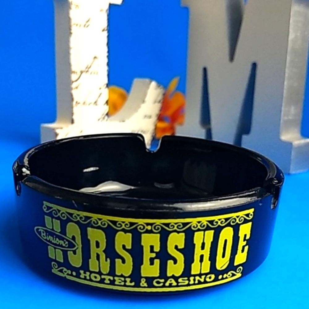 Binion's Horseshoe Casino Sombrero Room Black Amethyst Aashtray VTG 70s